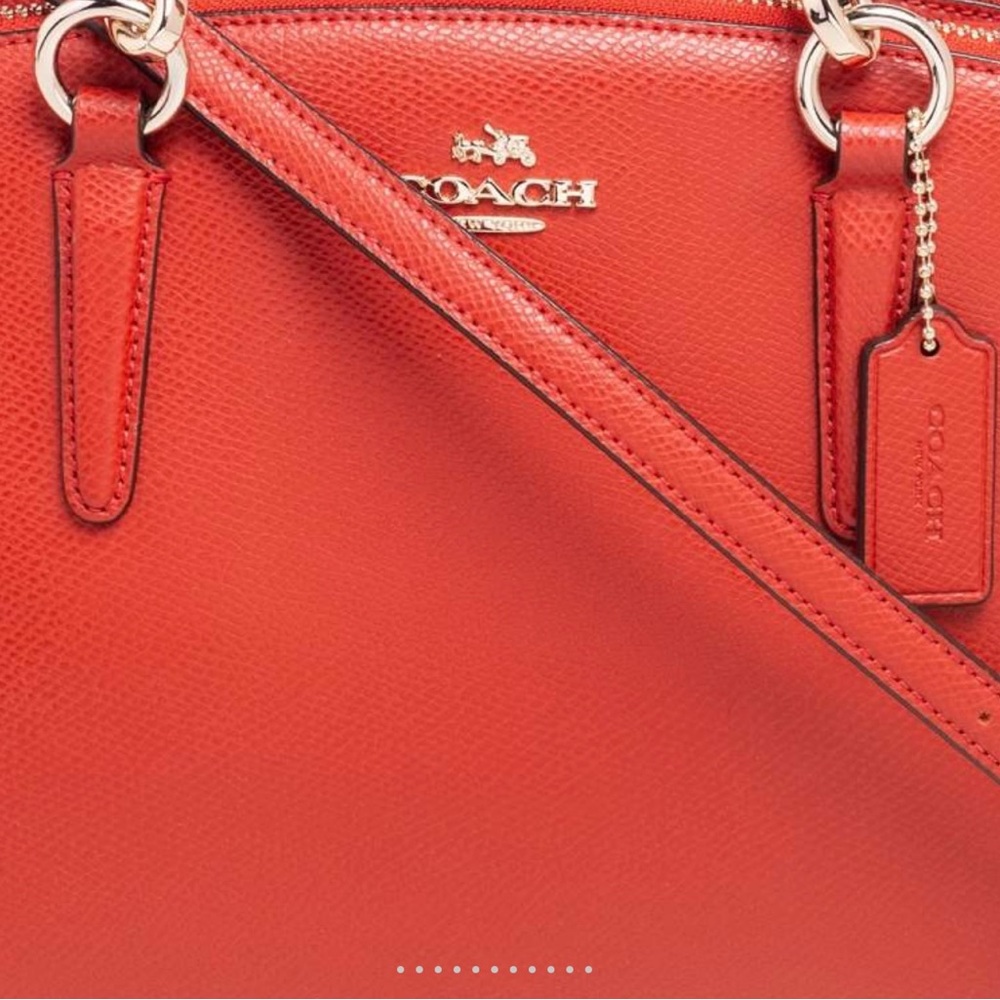 Coach Red Leather Satchel with Crossbody Strap - Picture 6 of 9